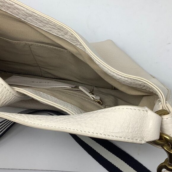 J. Crew Signet Hobo Bag leather cream striped crossbody purse EUC - Picture 8 of 8